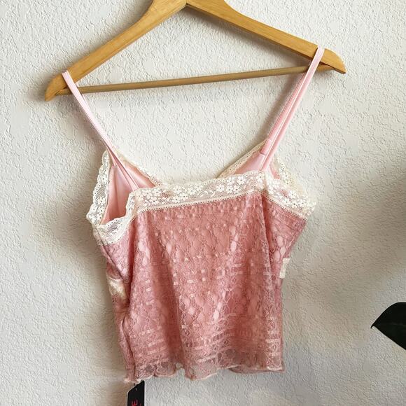 Romwe Lace Babydoll Tank Top Cami Small Crop Y2K 90s Coquette Fairy Romantic - Picture 2 of 5